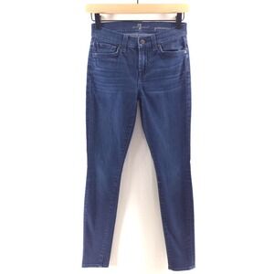 7 For All Mankind Women Jeans Gwenevere 24 Dark Blue Skinny Stretch Low Rise